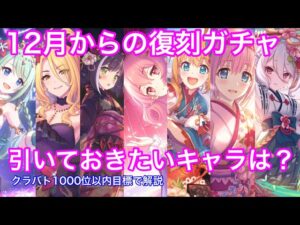 【プリコネR】ガチャスケジュールがキツすぎる件。12月から1月末までの間に引いておきたい復刻キャラは？クラバト1000位以内を目標に解説。【プリンセスコネクト】【限定】【ガチャ】