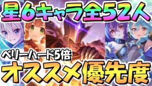 【プリコネR】全52キャラ！おすすめ星6才能開花の優先度解説！ベリーハード5倍期間【5周年】【ベリハ5倍】