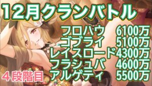 【プリコネR】12月クランバトル　4段階目セミオートでなるべくサクッと行きたい件。【フロストハウンド】【ゴブリンライダー】【レイスロード】【フラワーシュバリエ】【アルゲティ】